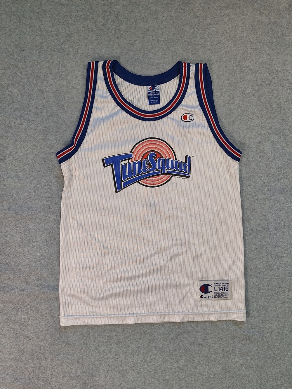 VTG 1996 Champion Space Jam Kids' White Tune Squad Basketball Jersey